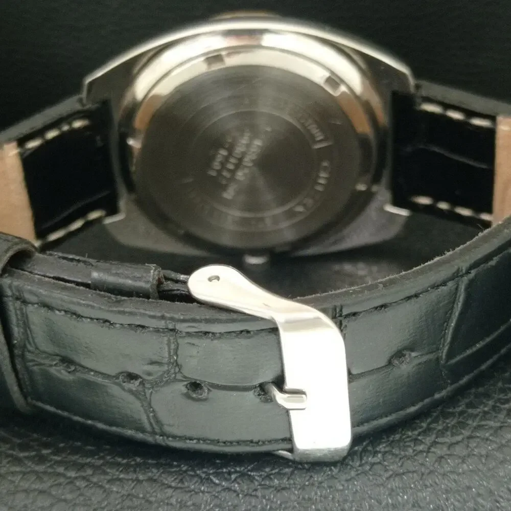 Vintage 1981 Citizen Manual Mens Silver Watch W/daydate & Green accents